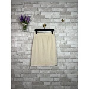 VINTAGE Mark Shale Barry Bricken Cream Lined Pencil Skirt